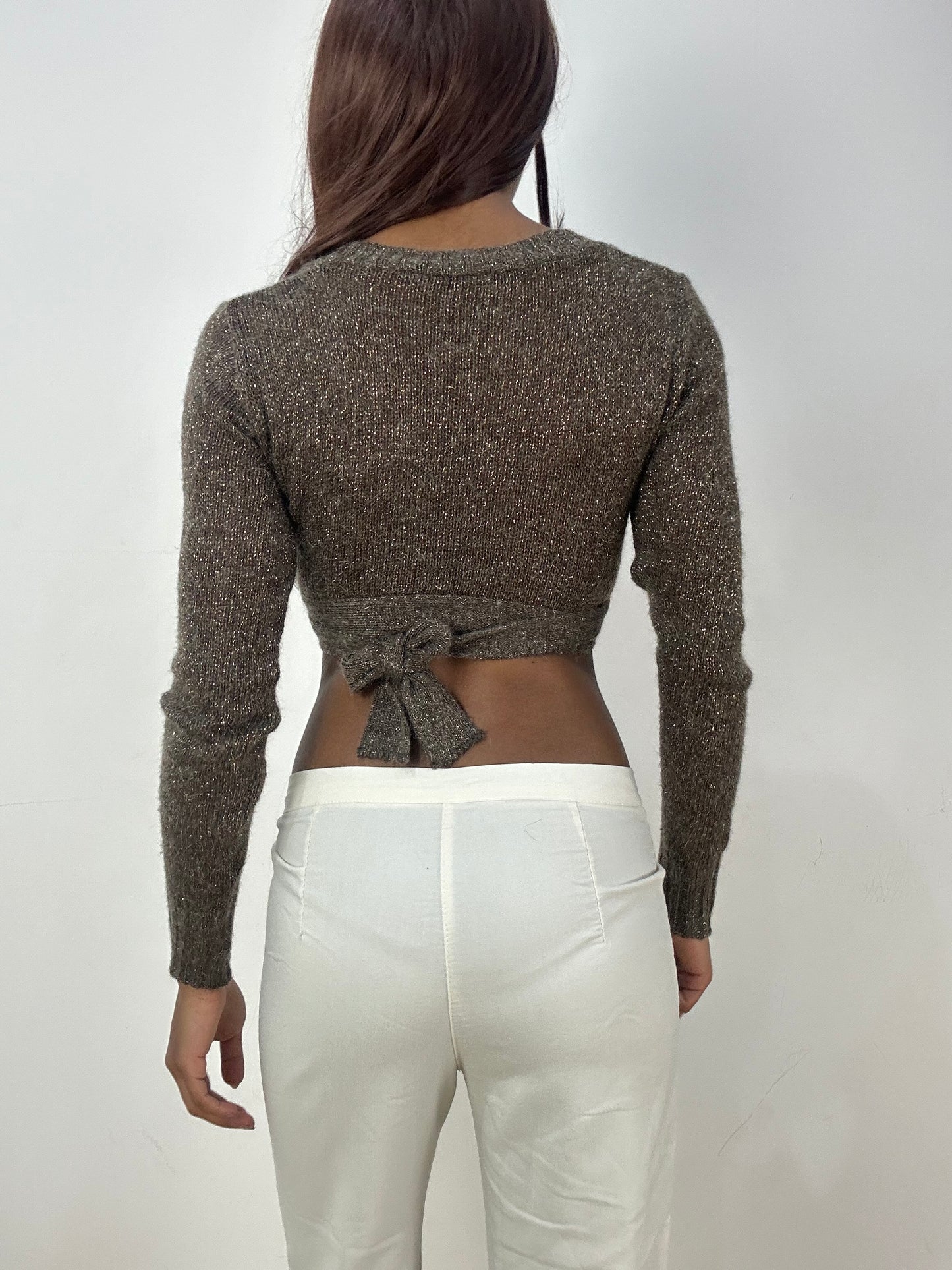 vintage edit thirty-three | extra small brown cropped wrap top