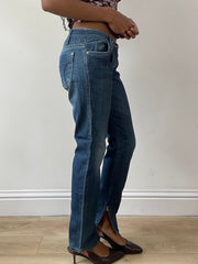 vintage edit twenty-five | Pequeno azul miss sixty Jins de jeans com zip hem detalhes