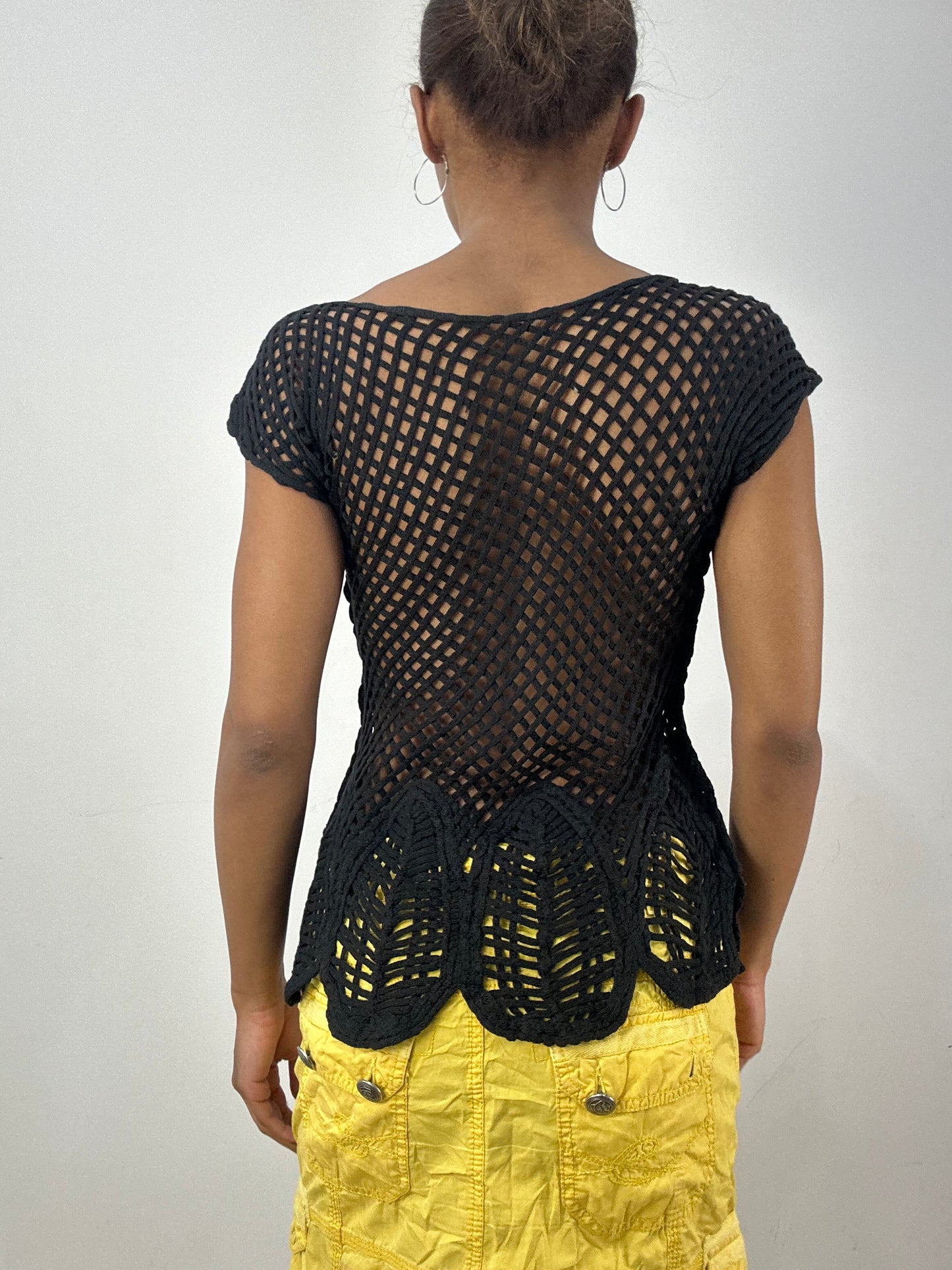 vintage edit thirty-six | small black crochet knit tank top