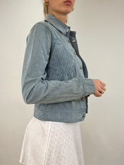 Vintage edit six | chaqueta de versace acanalada azul extra pequeño