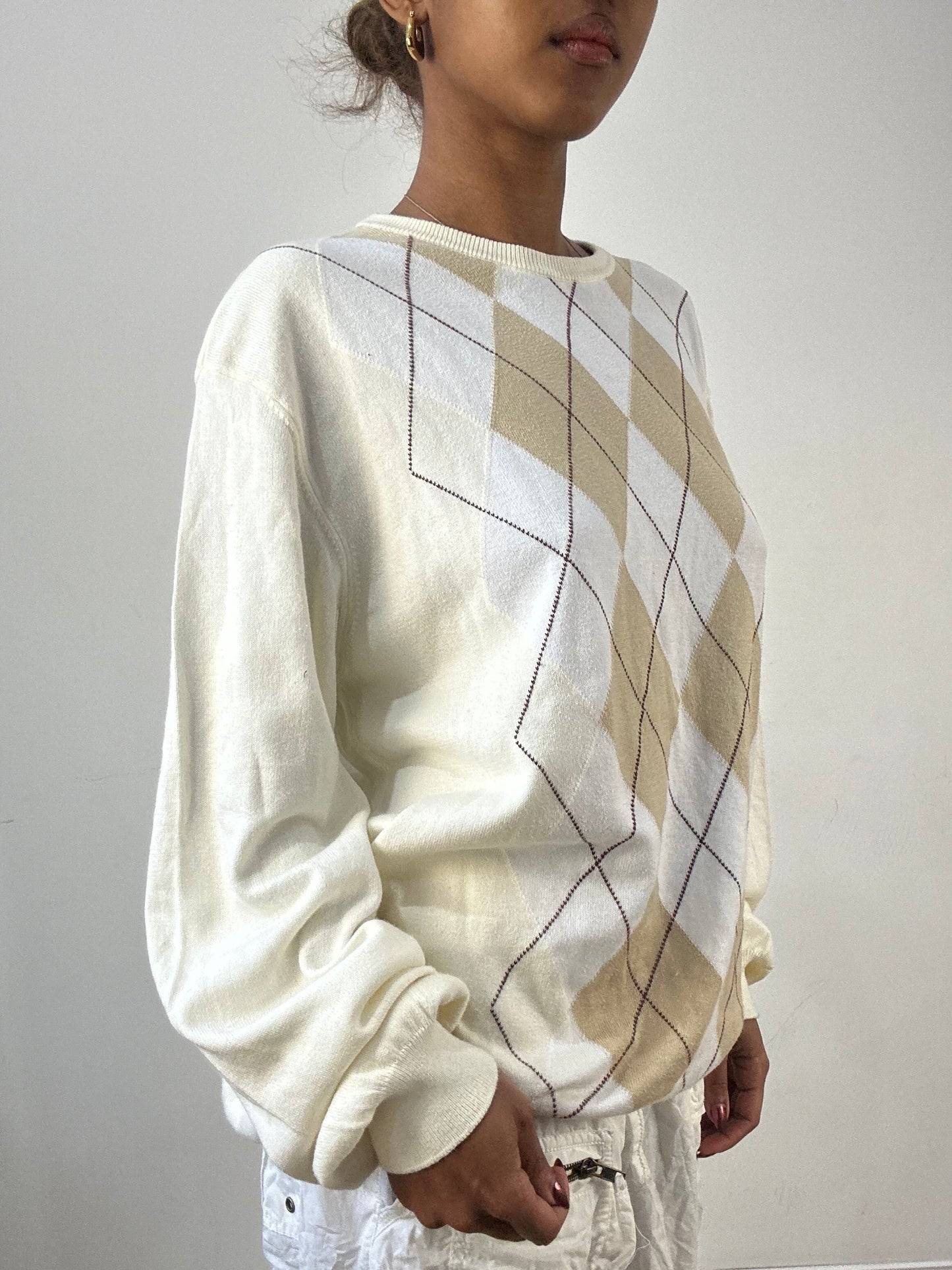 winter edit | large cream classic argyle print jumper