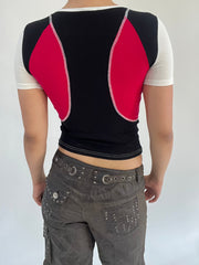 ‼️ | small white pink black splicing t-shirt top