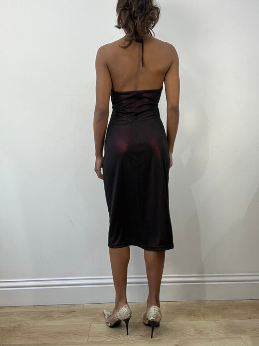 romantic grunge edit | extra small/ small red mesh overlay midi dress