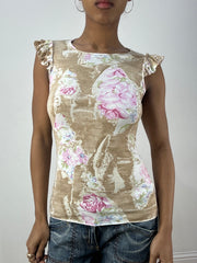 vintage edit thirty-six | extra small cream morgan de toi floral top