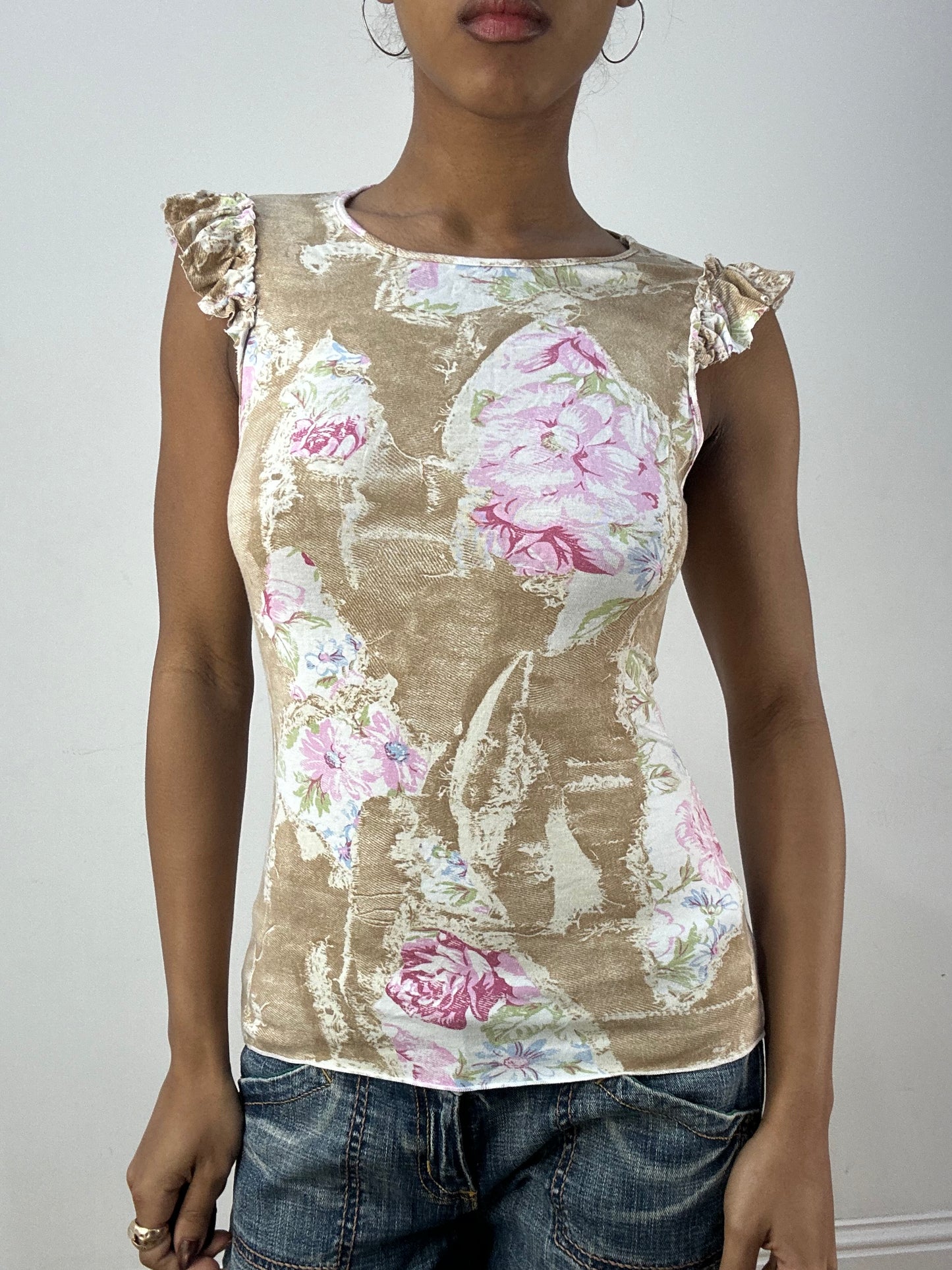 vintage edit thirty-six | extra small cream morgan de toi floral top