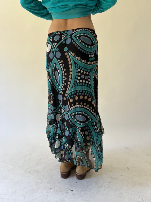 back to school drop | small turquoise and black midi skirt