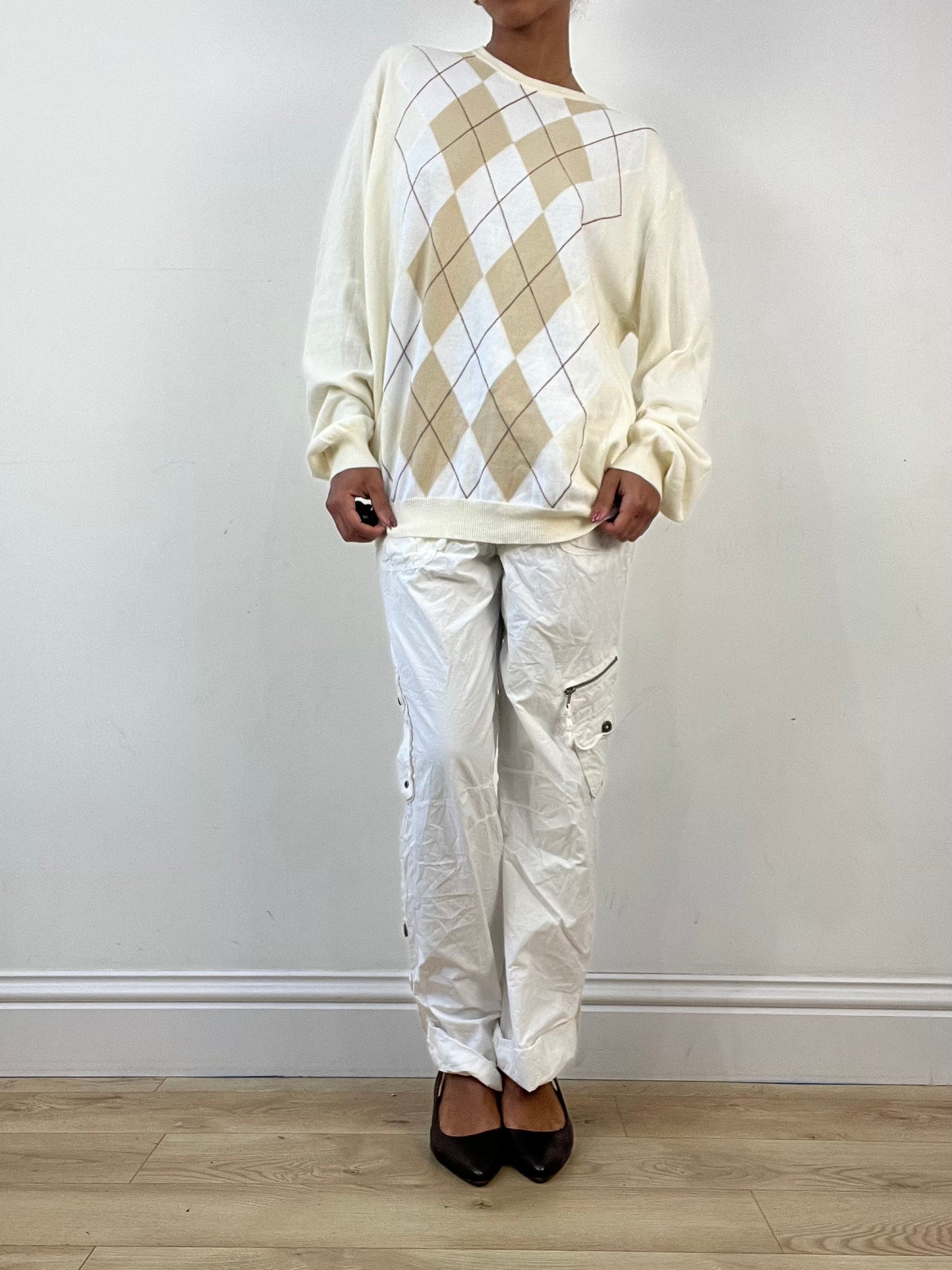 winter edit | large cream classic argyle print jumper