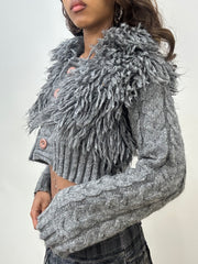 vintage edit: fashion week | small grey faux fur cardigan top