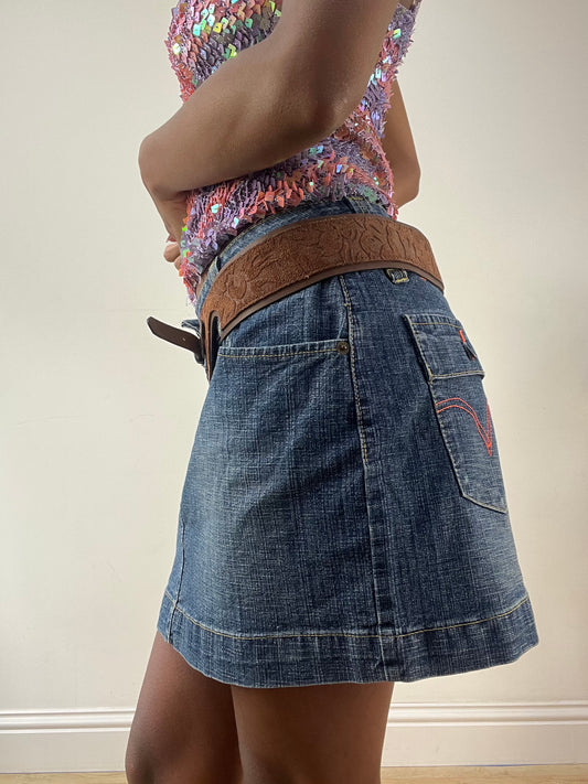 LFW edit | brown faux suede belt with pointed front detail