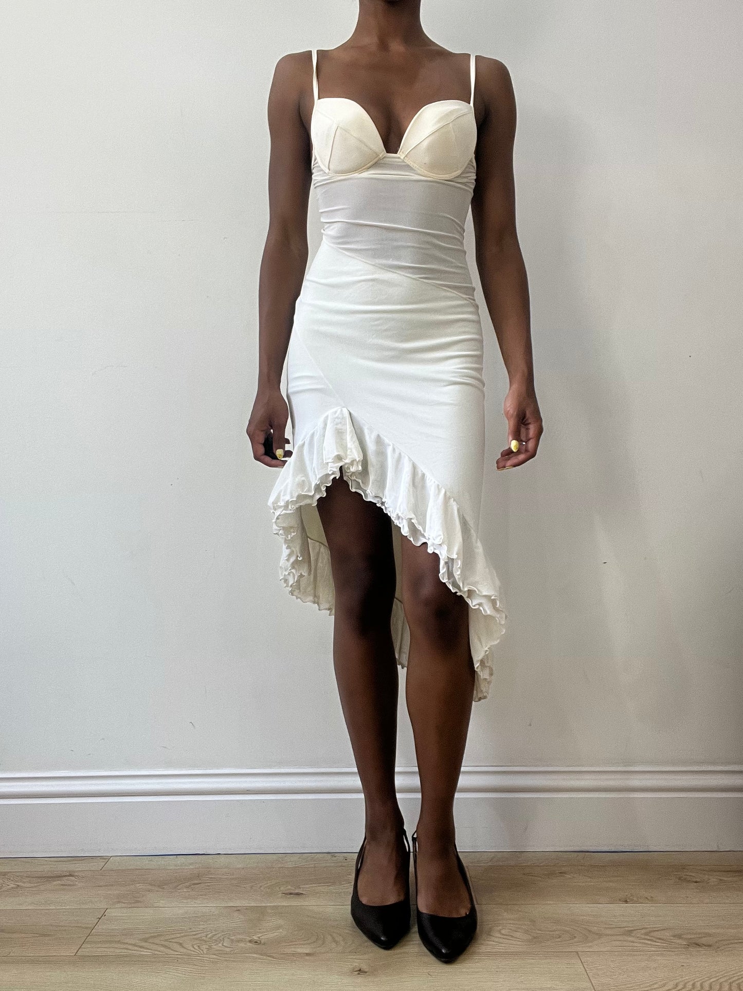 BEST PICKS | extra small white asymmetric midi dress