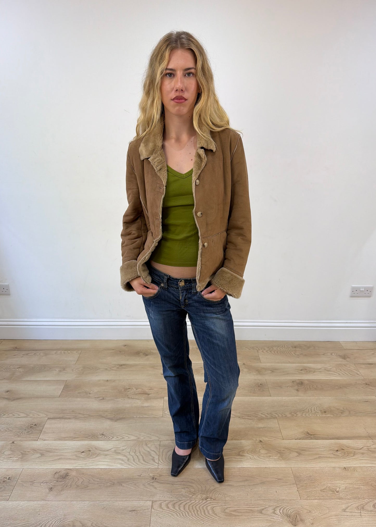 medium beige suede coat