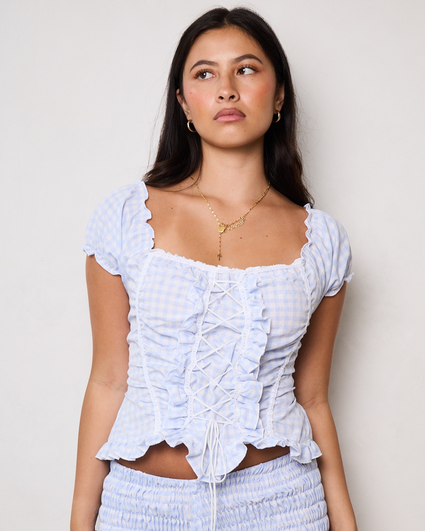 the jolene in baby blue gingham