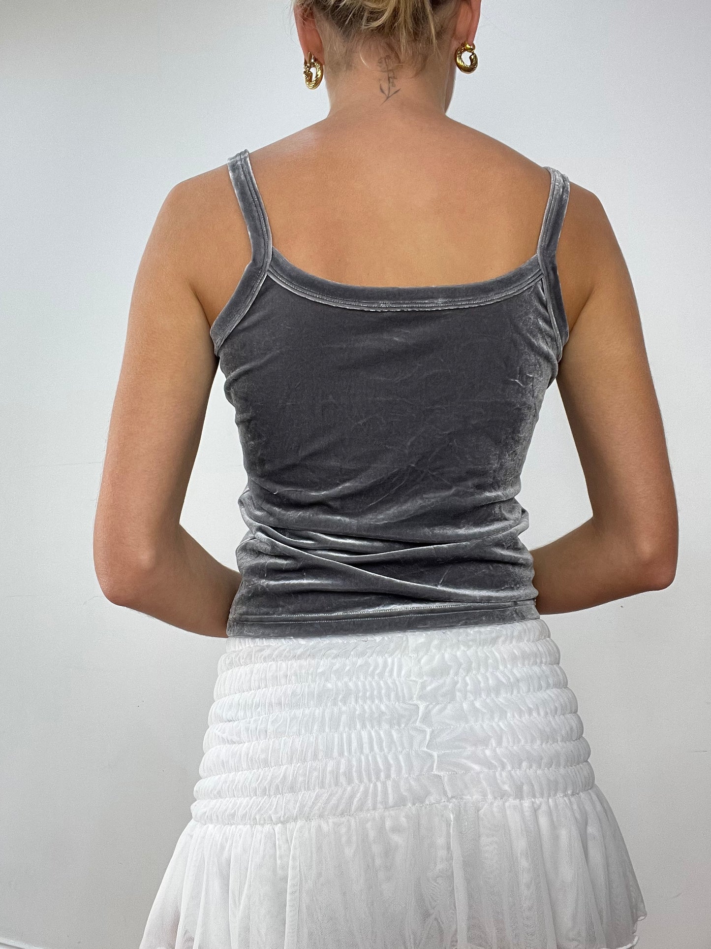 BALLETCORE | small grey velour cami top
