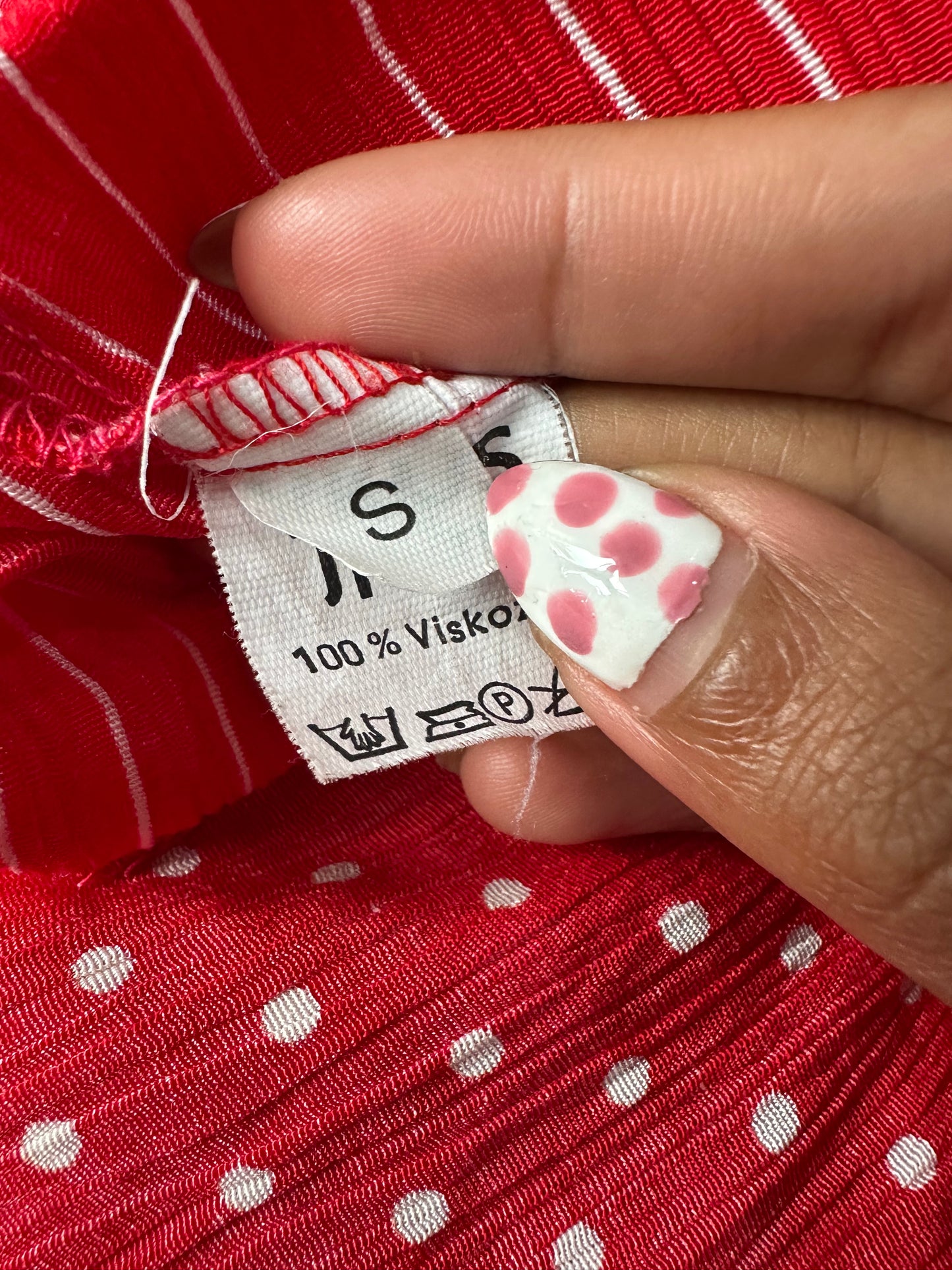 vintage edit twenty-nine | small red mini dress with polka dot and stripe print
