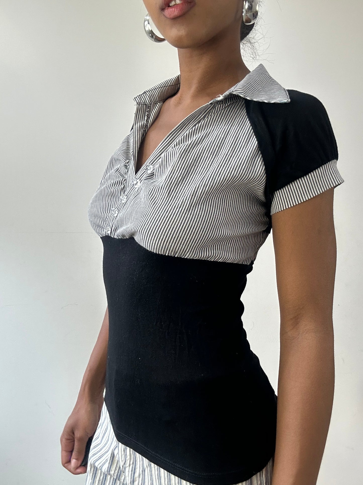vintage edit thirty-one | small black and pinstripe blouse