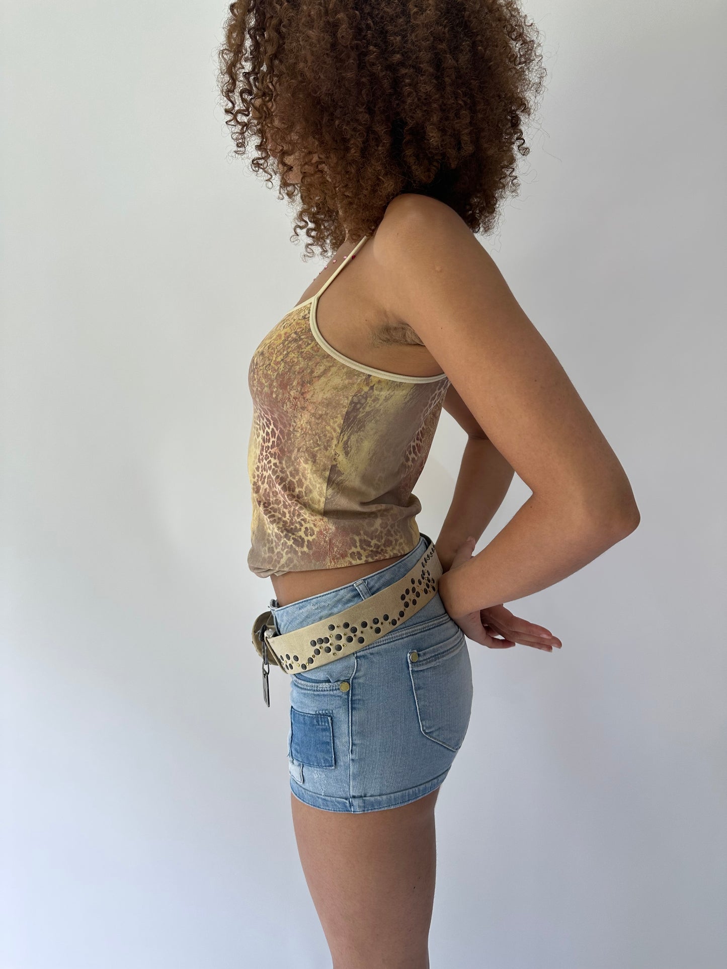 festival drop | medium cream animal print cami top