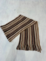 winter edit | cream and brown striped knit tassel scarf