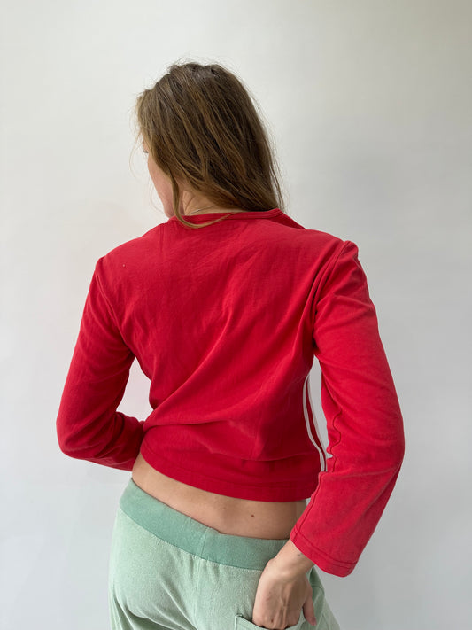 athleisure edit | medium red adidas zip up top