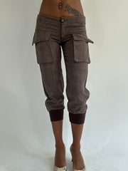 ‼️ | dark brown tweed style capri