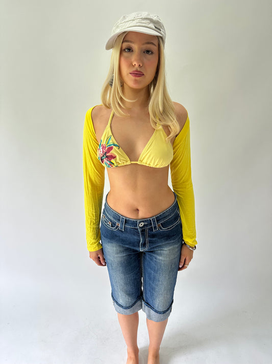 sailor drop | small/medium yellow floral bikini top