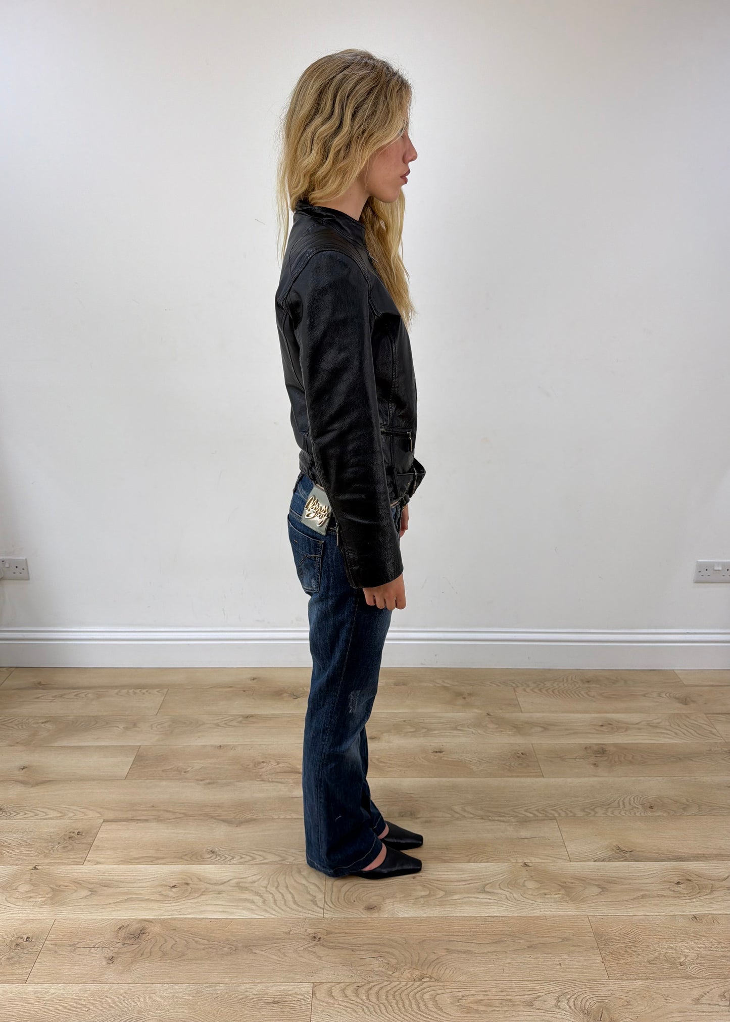 medium black faux leather jacket