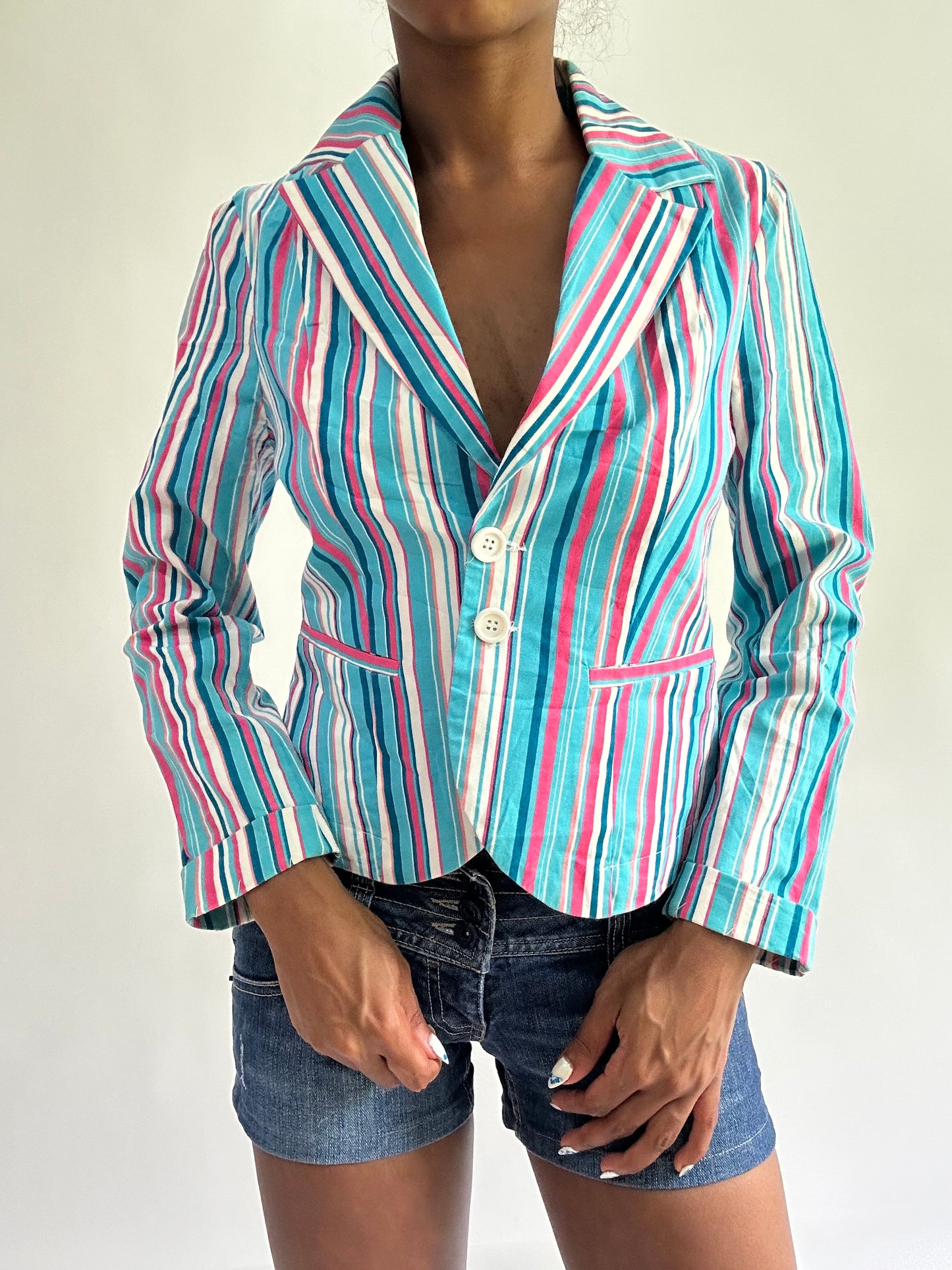 sailor drop | small blue and pink pinstripe blazer