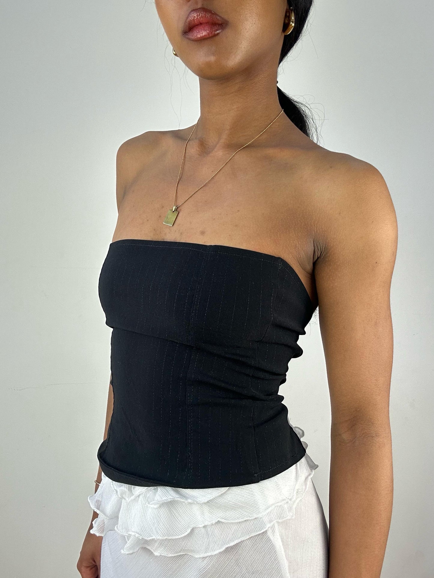 #378 SAMPLE SALE | extra small black lace up corset style top