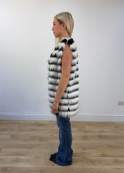 medium white and black faux fur gilet