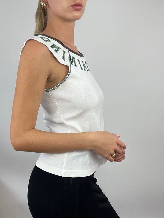 ADDISON RAE DROP | small white “training box” sporty t-shirt