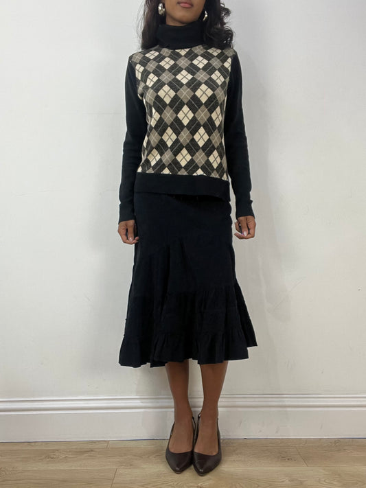 BEST PICKS | medium black and brown argyle print jumper