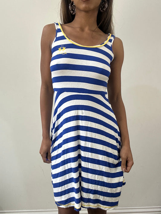 2016 edit | small white and blue la martina stripy dress