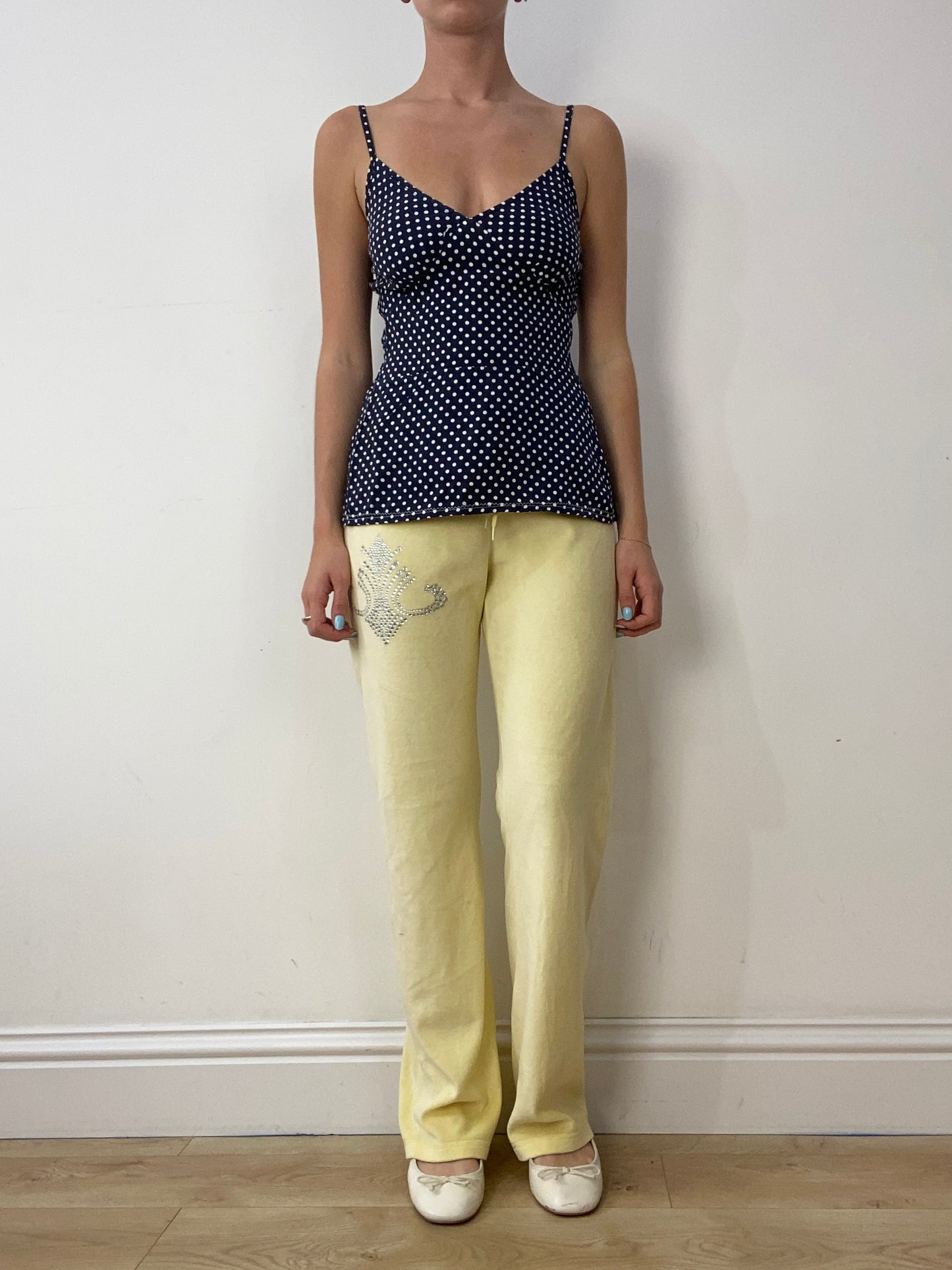 vintage edit thirty | small yellow velour style tracksuit bottoms