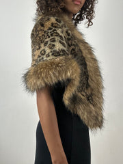vintage edit thirty-four | small brown leopard print faux fur shawl