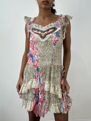 BEST PICKS | small khaki midi dress with mixed print detail