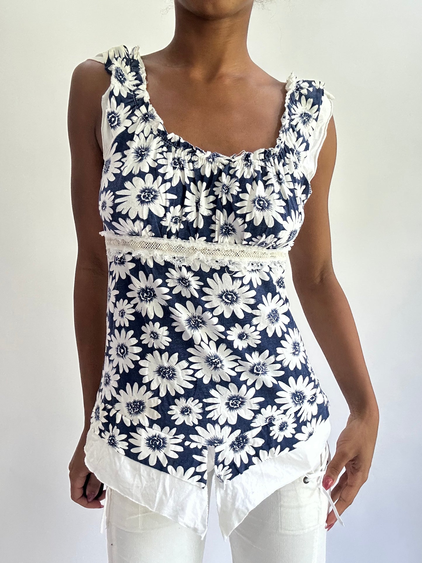olivia rodrigo drop | small blue floral milkmaid top