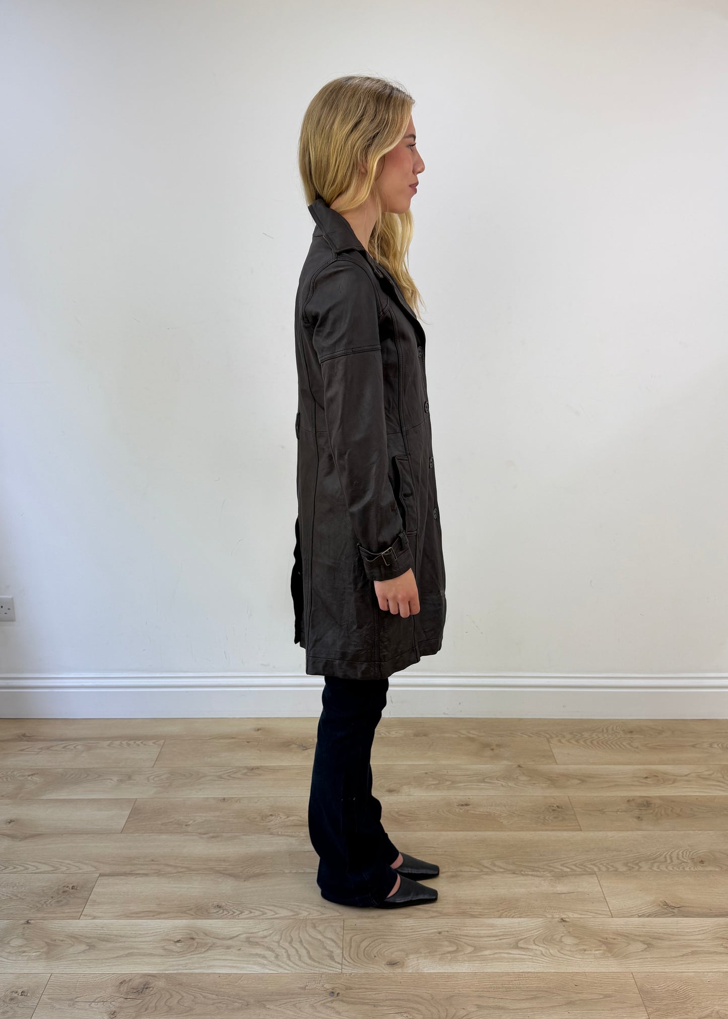 small sisley brown leather jacket