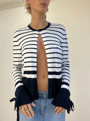 💻BEST PICKS | small white and navy striped cardigan
