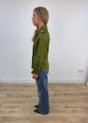small old label zara green trench coat