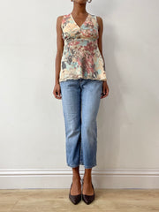 midsummer edit | small blue denim jeans with pink 'E' embroidery