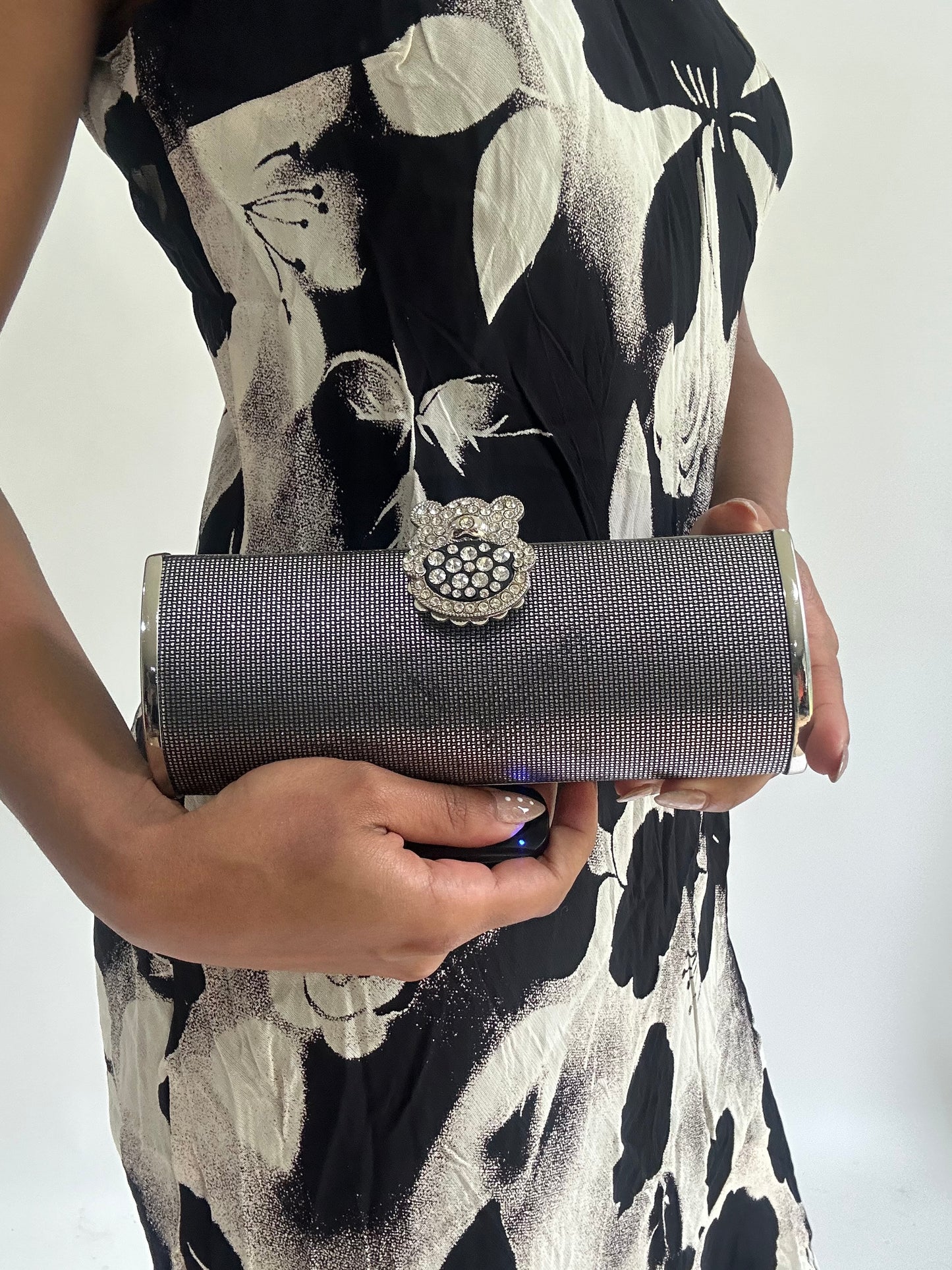 wedding guest drop | silver clutch chain bag