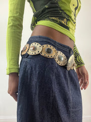 LFW edit | couleur: marron + argenté · matière: fausse fourrure · article: ceinture · détails: clous + détail + accessorize
