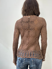 vintage edit: fashion week | small brown crochet knit top