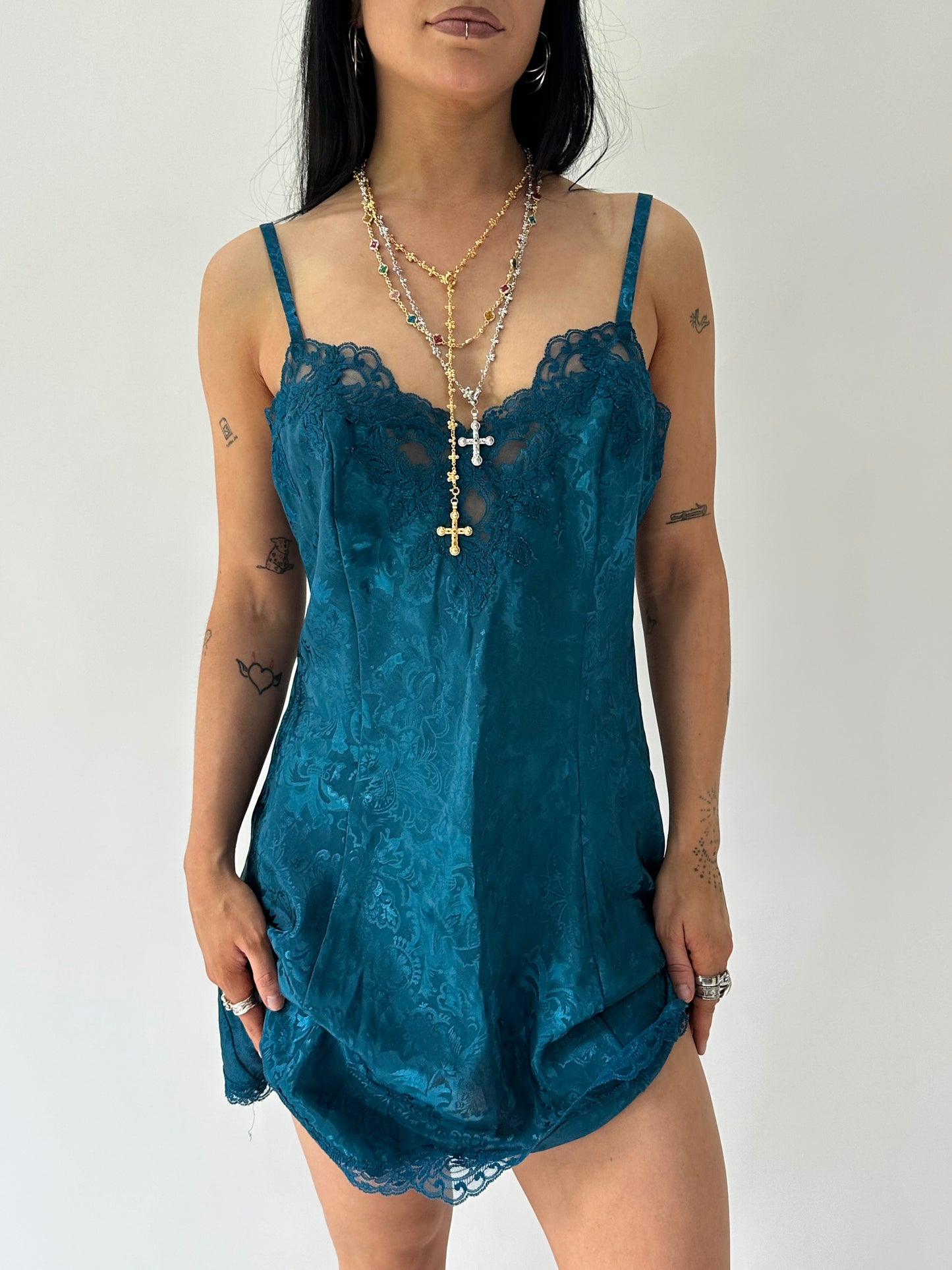 sailor drop | medium blue victoria secret lace cami dress