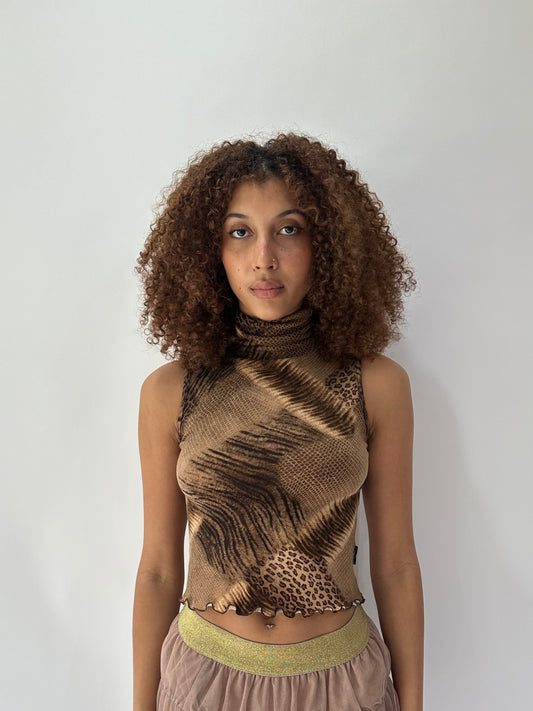 ‼️festival drop | small/medium brown high next patterned top