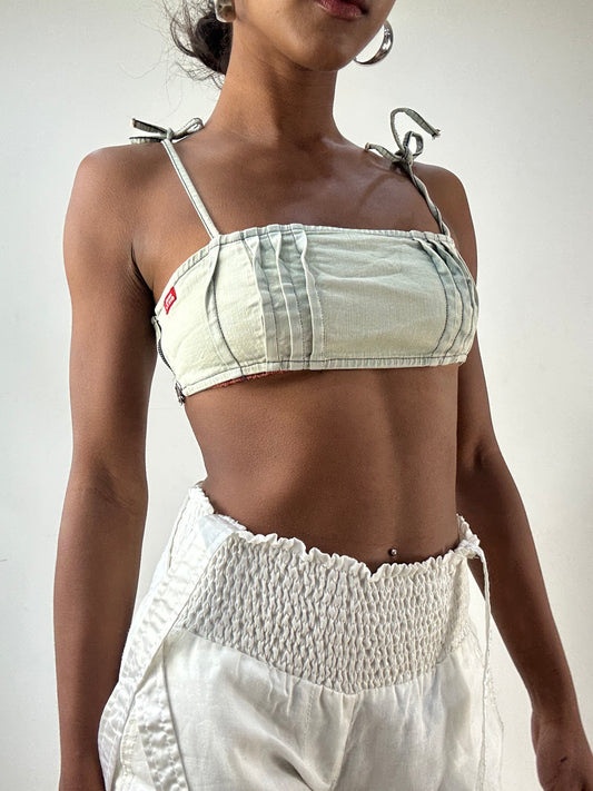 LFW edit | extra small blue miss sixty denim bralette top