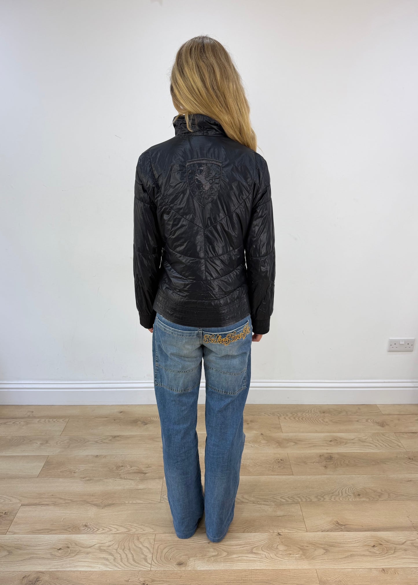 small black ferrari puffer coat