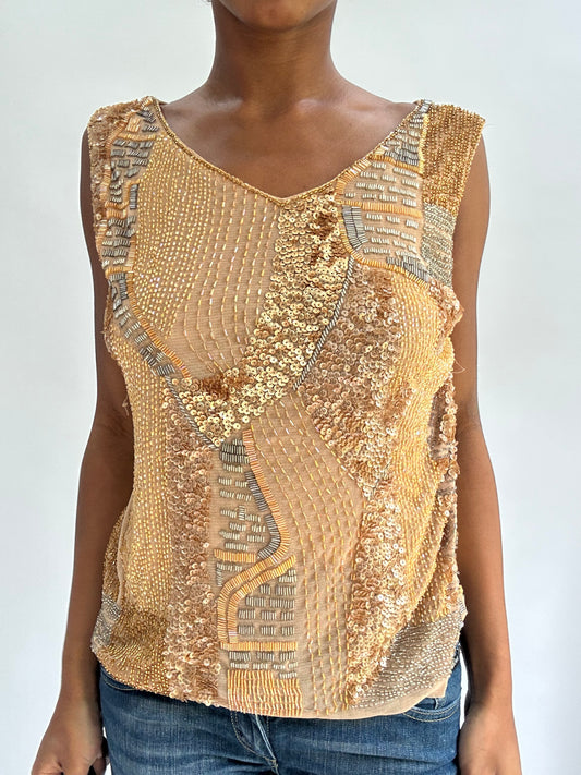 BEST PICKS | medium gold beaded tank top