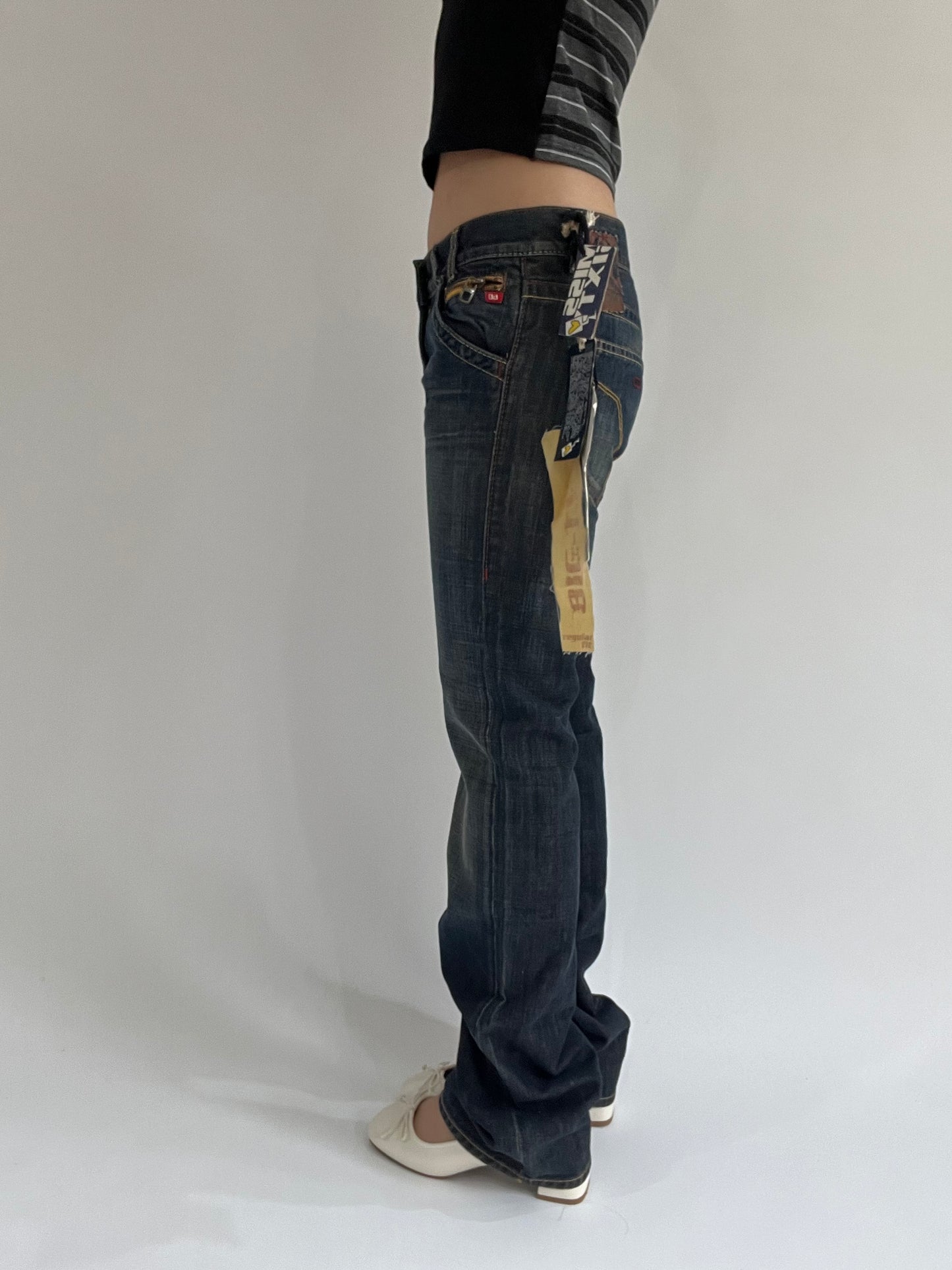 ‼️ | small dark blue pocket zip detail fitted jeans