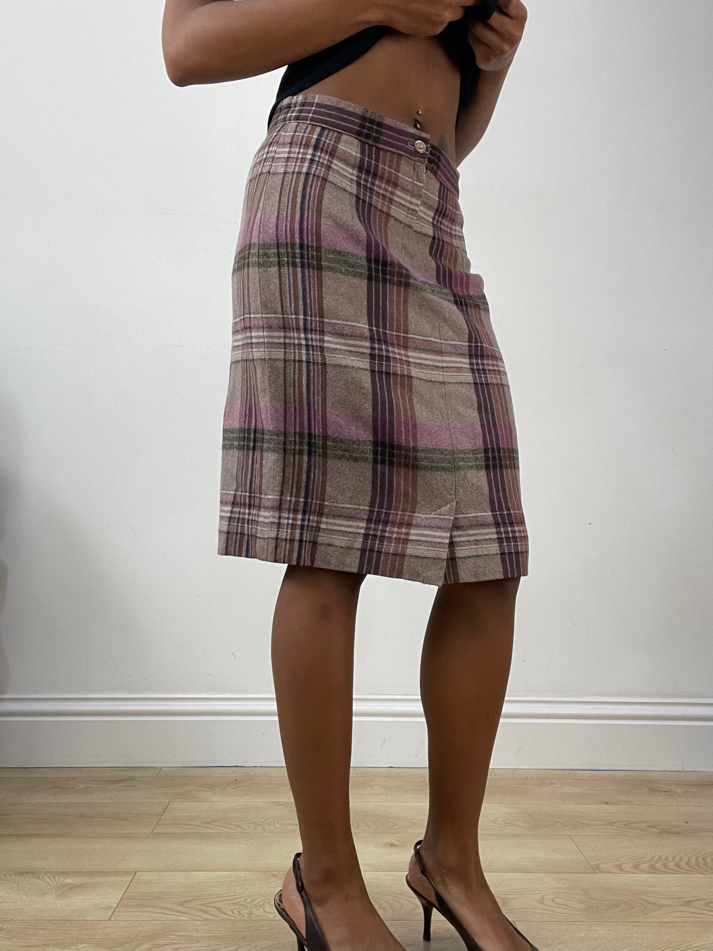 vintage edit: halloween | extra small purple tartan midi skirt