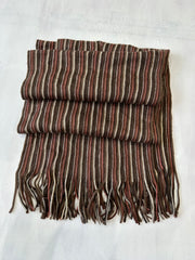 winter edit | brown and pink striped knit tassel scarf